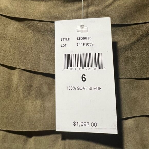 Ralph Lauren Black Label Olive Goat Suede Ruffle Pencil Skirt - Picture 16 of 16